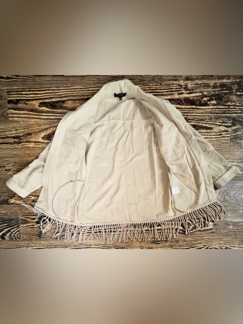 Laundry by Shelli Segal Cream Fringe Button-Front Top, Wool Texture! - Picture 4 of 8
